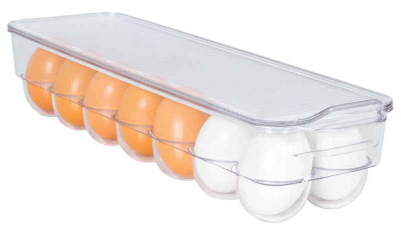 Kitchen Spaces KSEG12-AMZ Egg Tray 14pc Stackable Food Storage Organizer for Refrigerator, 14.5" x 3" x 4.5", Clear - Image 2