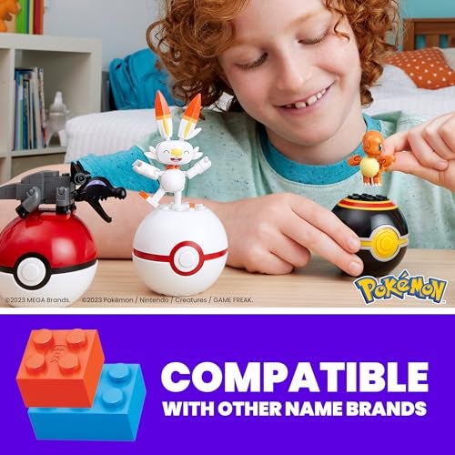 Mega Brands MEGA Pokémon Building Toys Set Fire-Type Trainer Team with 105 Pieces, 4 Poseable Character, 2 Inches Tall, for Kids - Image 2