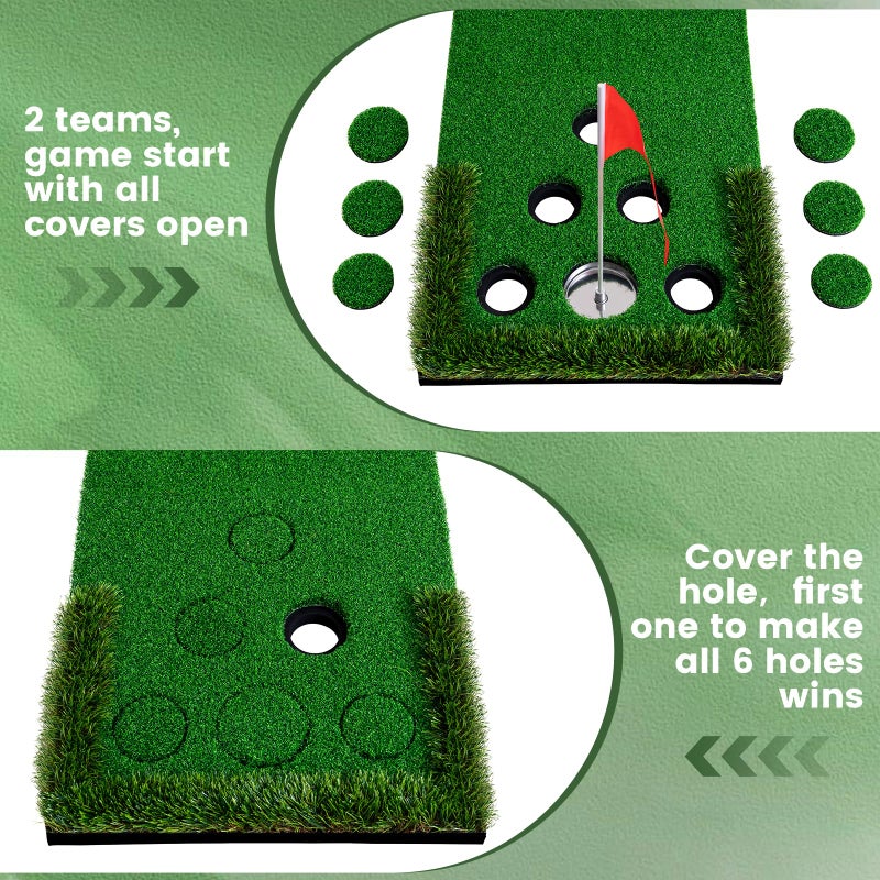 FARROLL Golf Putting Game Set Putting Green Indoor Outdoor Putting Mat with 2 Putters 2 Balls 2 Cups & Flags Backyard Party Office Golf Game for Young Adults Fathers & Golfers - Image 2