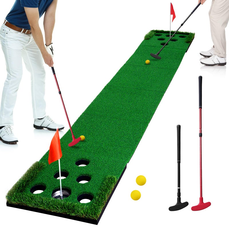 FARROLL Golf Putting Game Set Putting Green Indoor Outdoor Putting Mat with 2 Putters 2 Balls 2 Cups & Flags Backyard Party Office Golf Game for Young Adults Fathers & Golfers - Image 1