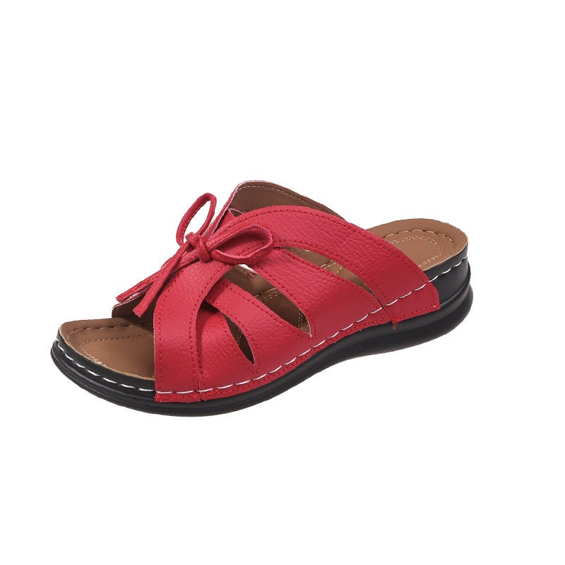 Generic Large Size Bow Flat Wedge Slippers Rocking Line Hollow Crocs ...