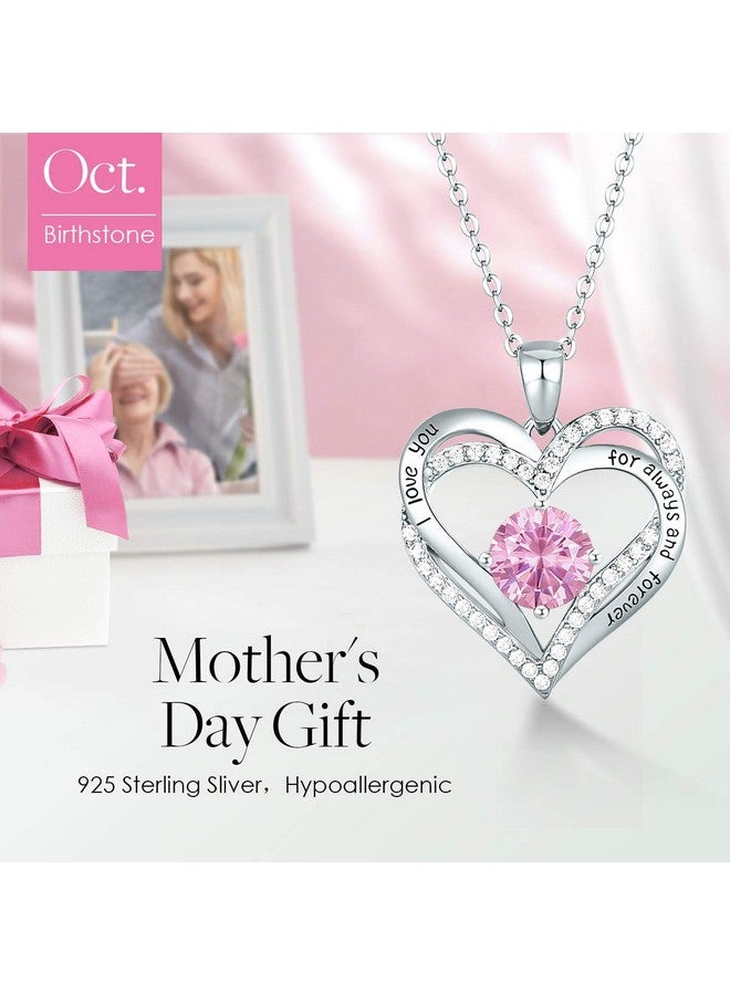 CDE Forever Love Heart Women Necklace 925 Sterling Silver Rose Gold Plated Birthstone Pendant Necklaces For Women With Cubic Jewelry Gifts Birthday Gift For Mom Women Wife Girls Her - Image 3