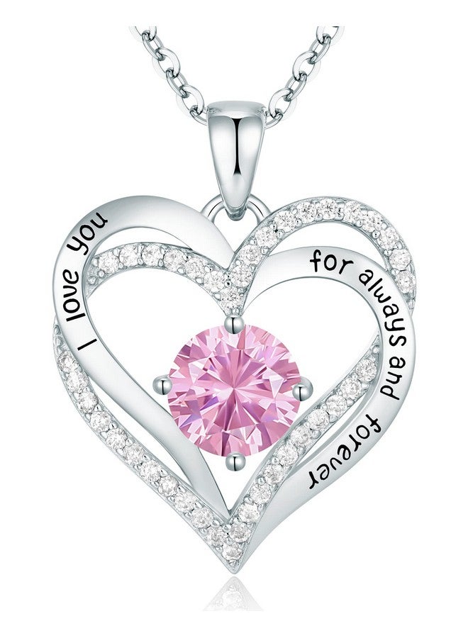 CDE Forever Love Heart Women Necklace 925 Sterling Silver Rose Gold Plated Birthstone Pendant Necklaces For Women With Cubic Jewelry Gifts Birthday Gift For Mom Women Wife Girls Her - Image 1