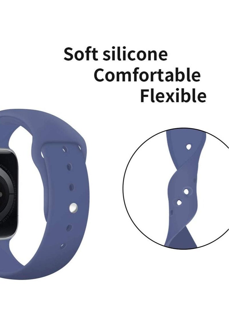 ELTRAZONE Compatible with Apple Watch Band 38mm 40mm 41mm, Soft Silicone Sport Strap Replacement Bands Compatible with Watch Series 7/6/5/4/3/2/1/SE- Blue - Image 3