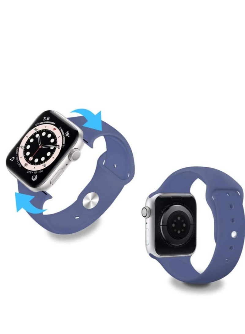 ELTRAZONE Compatible with Apple Watch Band 38mm 40mm 41mm, Soft Silicone Sport Strap Replacement Bands Compatible with Watch Series 7/6/5/4/3/2/1/SE- Blue - Image 2