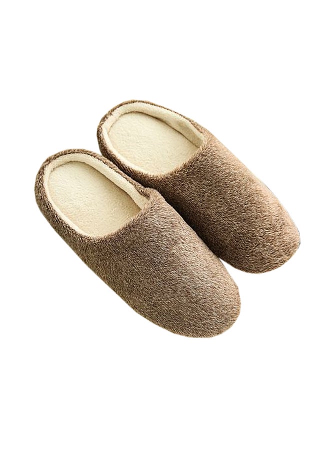 New Soft Plain Slippers Brown - Image 1