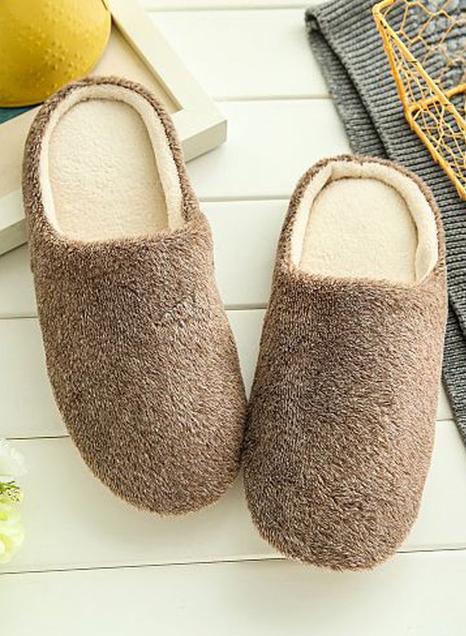 New Soft Plain Slippers Brown - Image 2