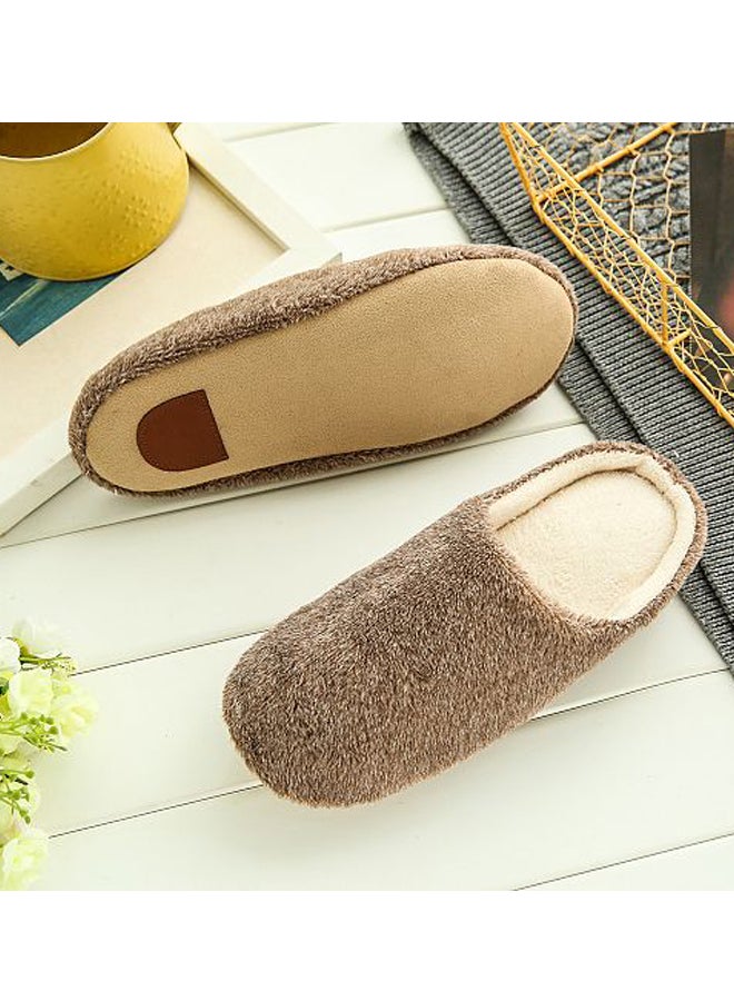 New Soft Plain Slippers Brown - Image 3