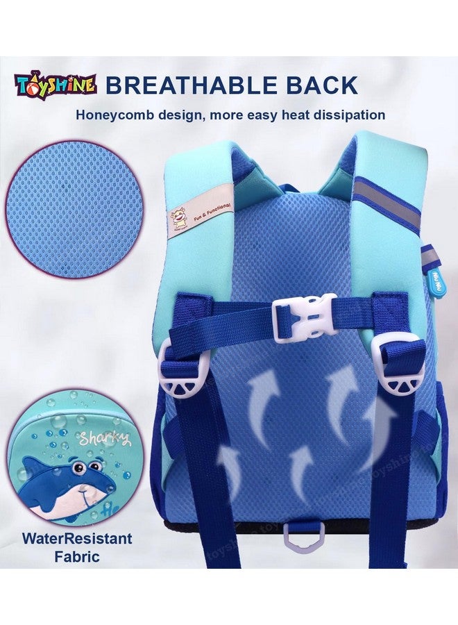 Toyshine Toyshine Sharky Backpacks for Kids Girls Boys Cute Toddler Backpack Preschool Nursery Travel Bag - Mini S - Light blue - Image 3