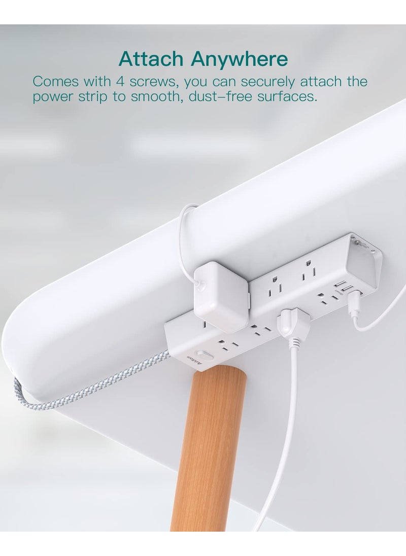 Addtam Desk Power Strip Surge/Overload Protector - Flat Plug, Power Strip, 12 Widely AC Outlets 3 USB (1-USB C), Extension Cord with USB Ports, Wall Mount for Dorm Home Office, ETL Listed  - Image 3