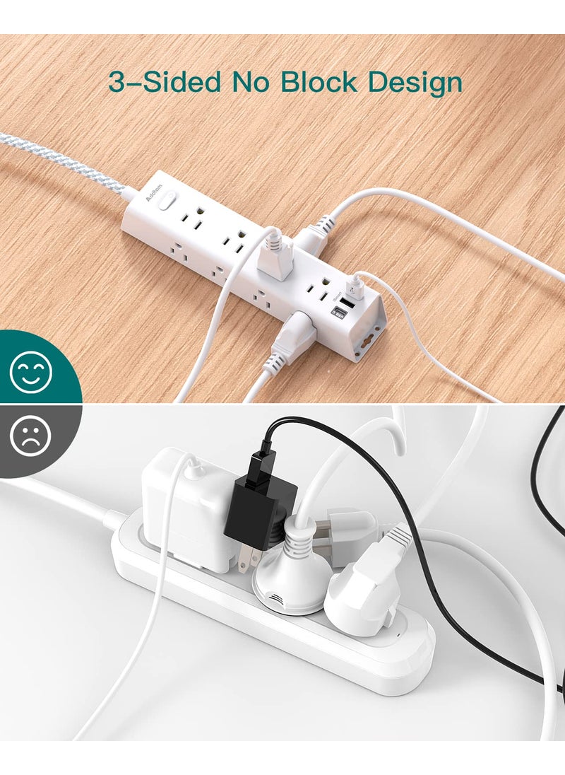 Addtam Desk Power Strip Surge/Overload Protector - Flat Plug, Power Strip, 12 Widely AC Outlets 3 USB (1-USB C), Extension Cord with USB Ports, Wall Mount for Dorm Home Office, ETL Listed  - Image 5