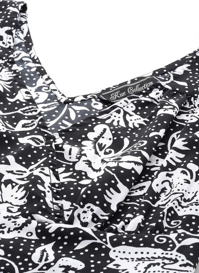 Rue Collection Floral Print Crepe Mini Wrap Dress for Women - Image 2