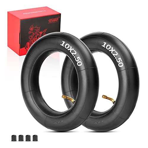 RUTU 10x2.50 Inner Tubes - 10" Scooter Tube Set Compatible with Electric Scooter, Smart Self-Balance Scooters & Boards - Butyl Rubber Tubes with TR87 Bent Air Valve & 4 Dust Caps - Pack of 2 - Image 1