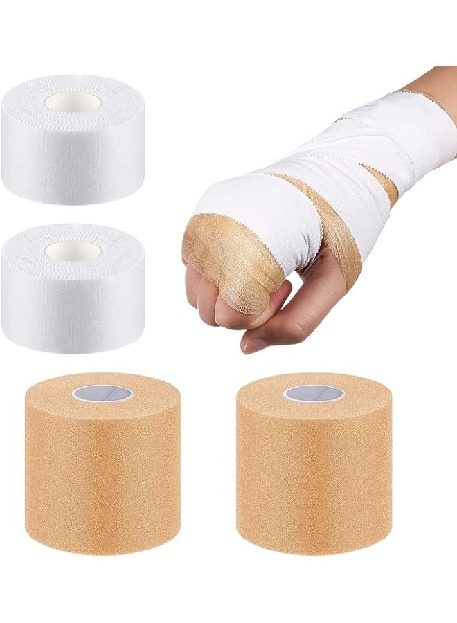 DUNISO 4 Rolls Pre-Wrap Sports Tape,Athletic Sports Tape,Kinesiology Tape,Easy to Tear,Protect for Ankles Wrists Hands and Knees,for Gym Fitness Running Tennis Swimming Football - Image 1