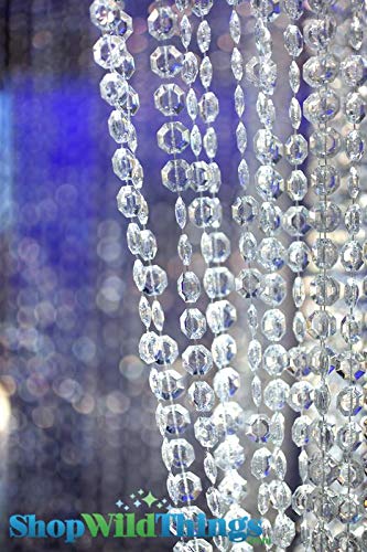 CRYSTA WORLD 30 Feet Transparent White K9 Octagonal Strings Bead Round Crystal Curtain 10 Strings - Image 4