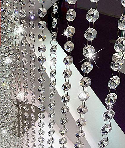 CRYSTA WORLD 30 Feet Transparent White K9 Octagonal Strings Bead Round Crystal Curtain 10 Strings - Image 3