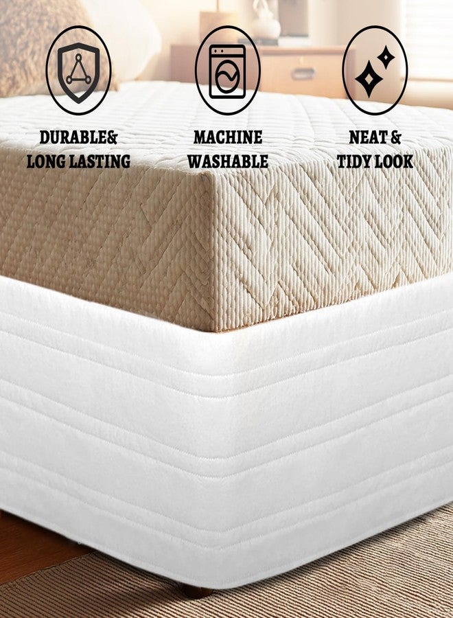 Ramesses Queen Bed Skirt 14 Inch Drop,Quilted Bed Skirt with Blended Fabric,Wrap-Around Cover for Bed,Easy Fit,Fade Resistant,Wrinkle Free,Tailored Drop(White, King) - Image 4