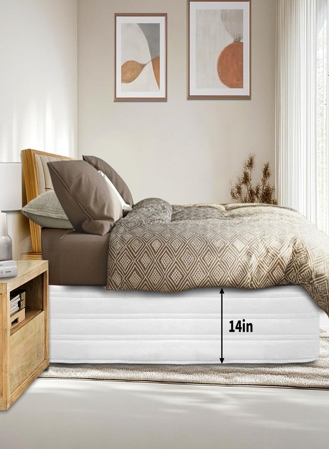Ramesses Queen Bed Skirt 14 Inch Drop,Quilted Bed Skirt with Blended Fabric,Wrap-Around Cover for Bed,Easy Fit,Fade Resistant,Wrinkle Free,Tailored Drop(White, King) - Image 3