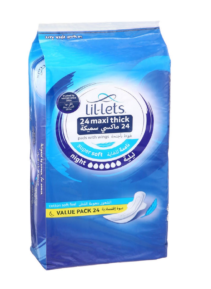 Lil-Lets LILLETS MAXI THICK NYT PADS 24'S