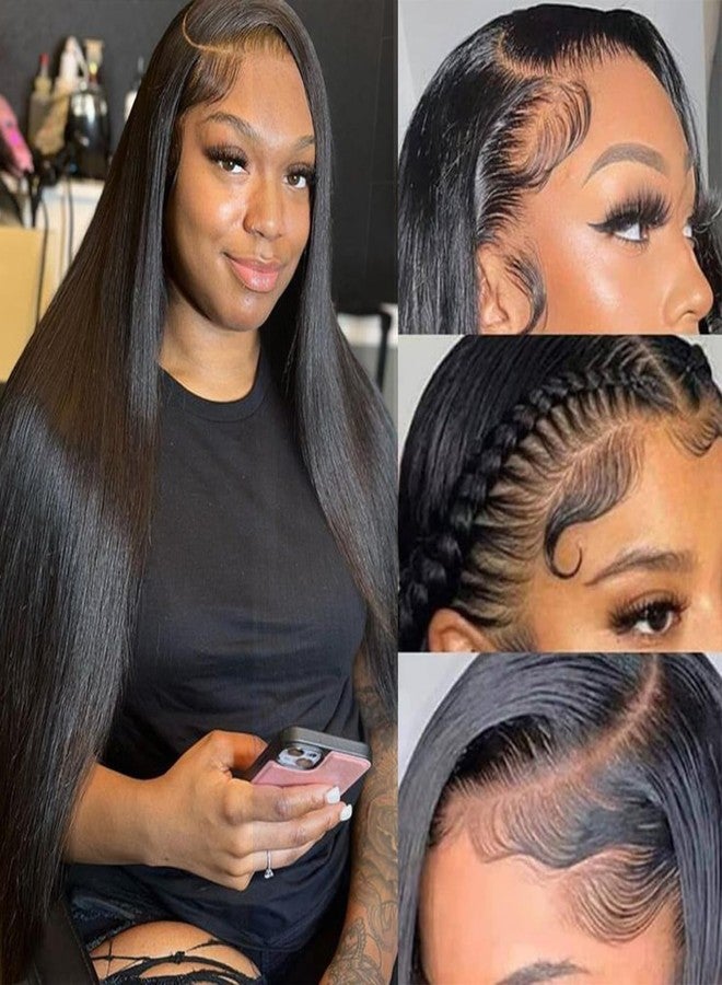 Vlliyava Edges Hair HD Lace Baby Hair for Women Reusable Invisible Swiss Lace Hairline with 2Pcs Natural Handmade Real Human Hair Pieces, Black Color - Image 1