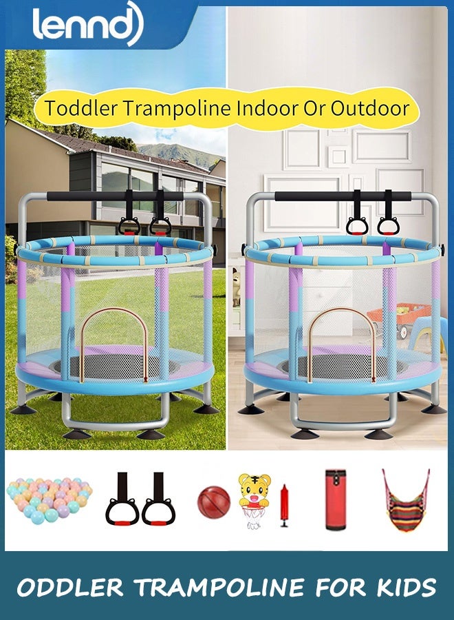 LENND 1.5M Trampoline for Kids, 6-in-1 Toddler Trampoline Indoor Outdoor, Upgrade Full Anti-Rust Tube with Adjustable Gymnastics Bars for Boys Girls - Image 2