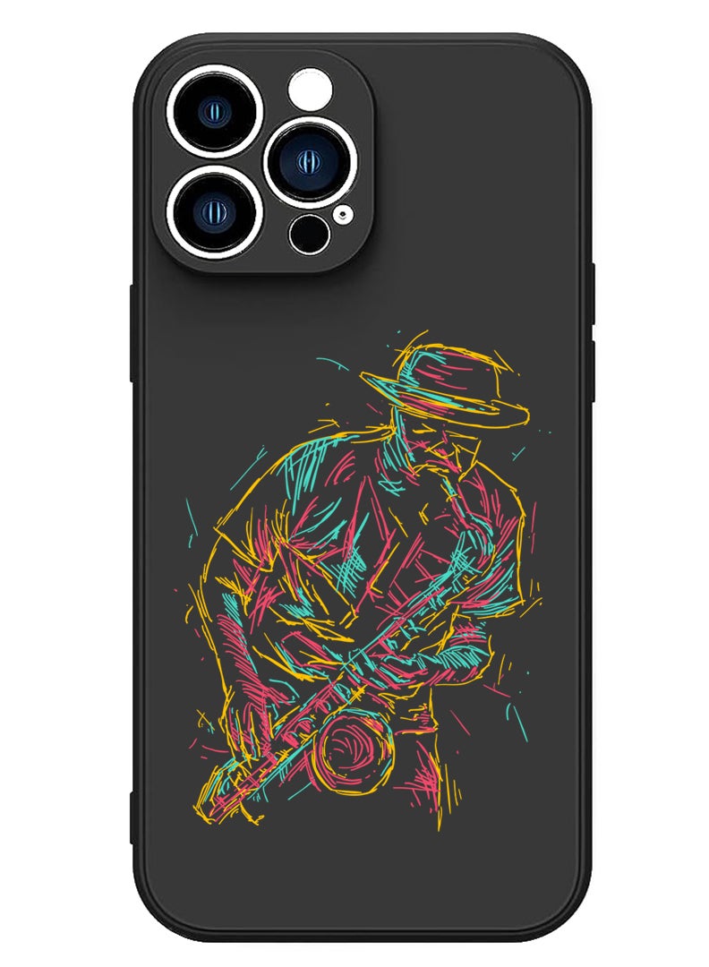 Theodor Protective Slim Fit Case Liquid Silicone Cover with Full Body Protection Anti-Scratch Shockproof Case For iPhone 13 Pro Black  - Abu dhabi Sun - Image 1