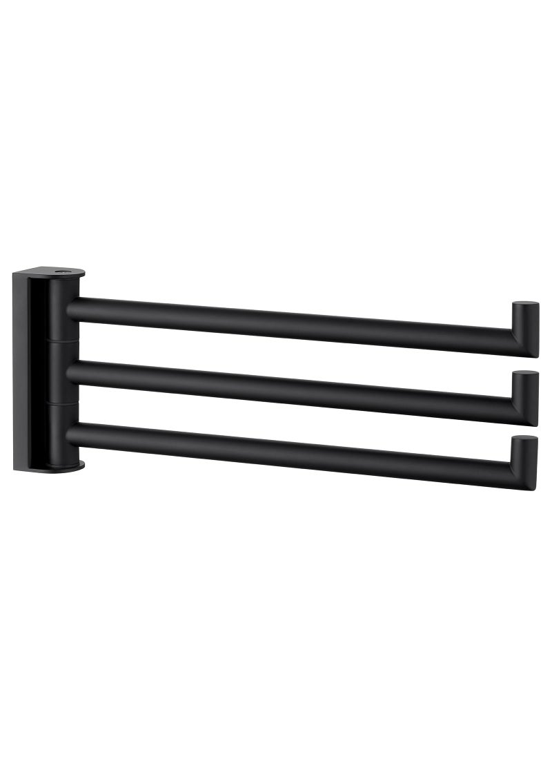 Angle Simple Angle Simple Swivel Hand Towel Holder 3 Bars  304 Stainless Steel Hand Towel Rack  Folding Bathroom Towel Hanger Wall Mount  Matte Black  - Image 1