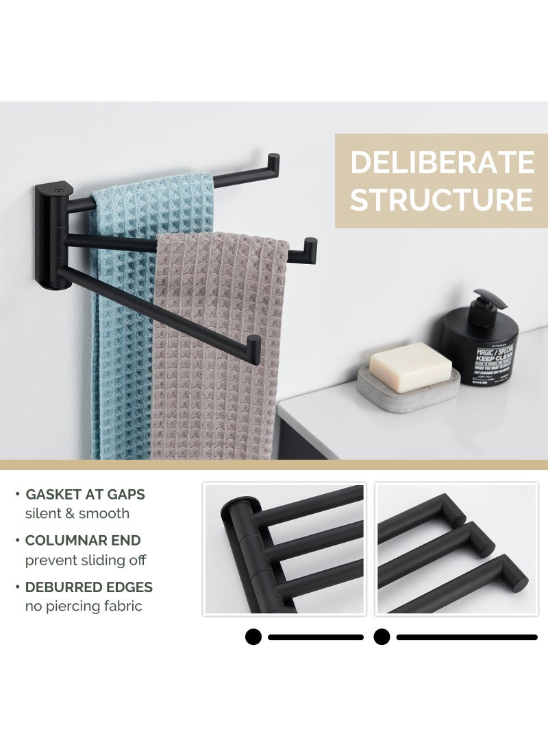 Angle Simple Angle Simple Swivel Hand Towel Holder 3 Bars  304 Stainless Steel Hand Towel Rack  Folding Bathroom Towel Hanger Wall Mount  Matte Black  - Image 5