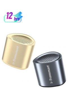 Tronsmart Tronsmart Nimo Portable Bluetooth Speaker, Super-Compact Design, Metal Craft, Mini Speaker with Lanyard, IPX7 Waterproof for Shower, 12 Hours, Stereo Pairing, Hands-Free Call, 1 Pair, Black & Gold.  - Image 1