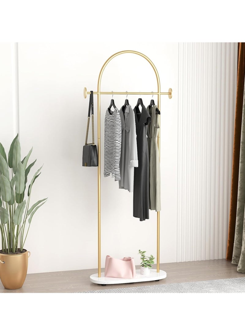 Fashionable and Versatile Coat Rack and Clothes Hanger Stand- Half-Round Shape, Multi-Functional- Arch-Shaped Metal Coat Hanger, 170cm Tall, for a Sleek and Organized Living Space(Gold)