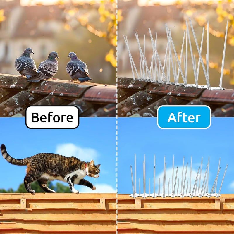 Eightiz (10 Pcs with Zip Ties) New Sharp Bird and Pigeon Spikes, Pigeon Control Anti Bird Spike Plastic for AC Balcony Railing Window Home Protection from Pigeon Dog Monkey Crow Kabootar Transparent - Image 5