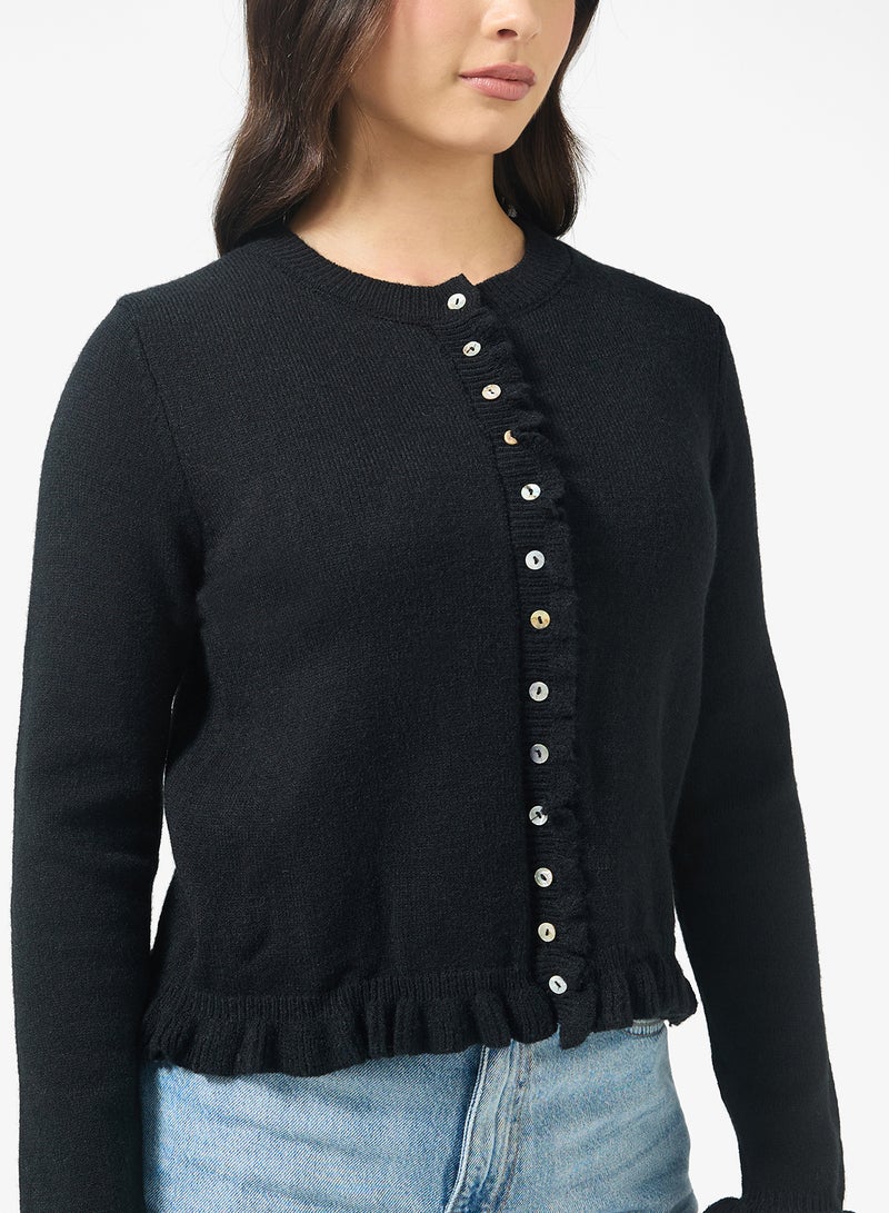 Ginger Slim Fit Button Down Cardigan with Frill Detail - Image 3