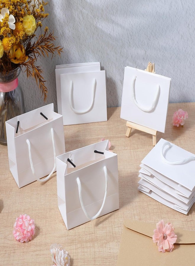 Caeuiciw 100 Pcs Thicken White Mini Gift Bags with Handles, 4.72 x 2.36 x 3.94 Inch Small Paper Goodie Shopping Bags for Small Business Party Wedding Gift Wrap Christmas - Image 4