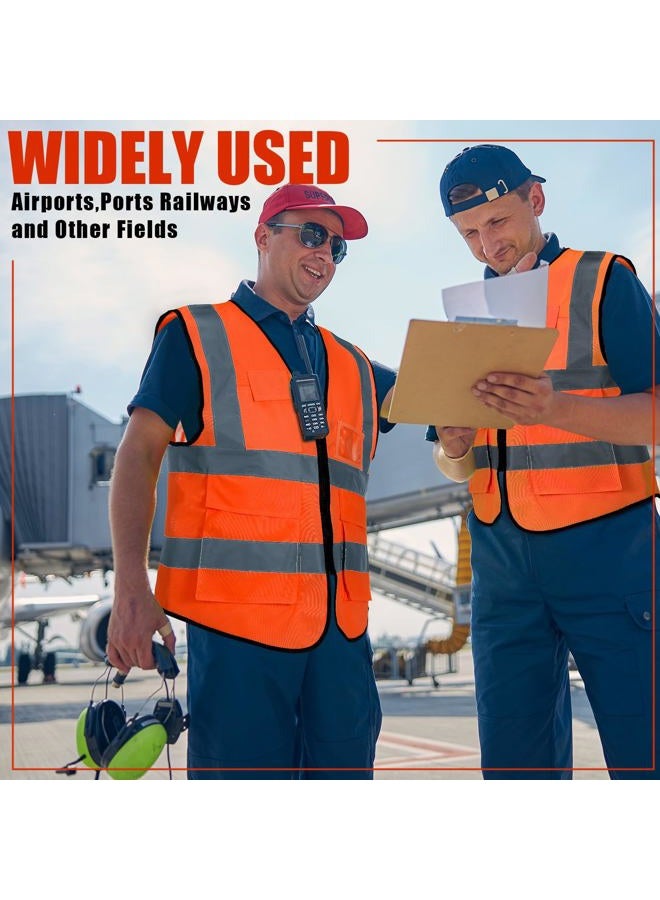 Leumoi 30 Pcs Reflective Safety Vest with Pockets and Zipper High Visibility Vest for Women Men Work, Orange, 22.8 x 26.8 inch - Image 5
