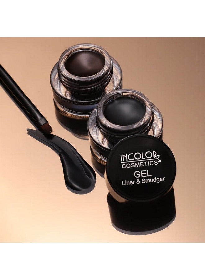INCOLOR 2 In 1 Long Lasting Gel Eyeliner Waterproof With Brush Smugder For Women, Black & Brown, 5Gm - Image 2
