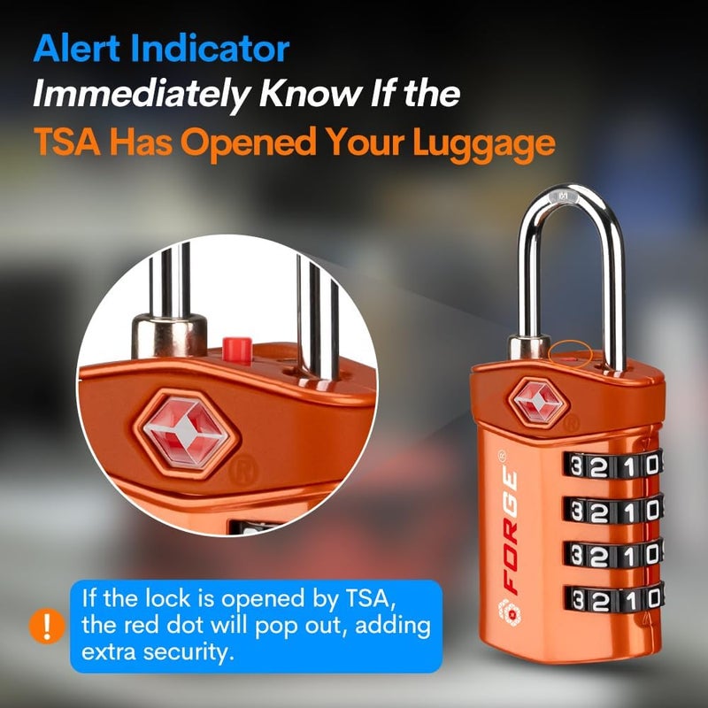 Forge Travel Lock,TSA Approved Luggage Locks for Air Travel, Gym Lockers, School Lockers, Pelican Cases, Gun Case, Easy Read Dials, Durable Alloy Body - Image 4