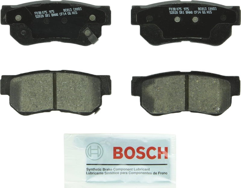 BOSCH BC813 QuietCast Premium Ceramic Disc Brake Pad Set - Compatible With Select Hyundai Azera, Elantra, Santa Fe, Sonata, Tucson, XG300, XG350; Kia Amanti, Magentis, Optima, Sportage; REAR - Image 1