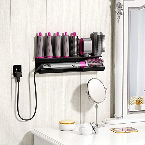 Lumclaw Wall Mount Holder for Dyson Airwrap Styler Hair Curling Iron Wand Barrels and Brushes Storage Stand Rack with Cord Organizer Acrylic - Image 2