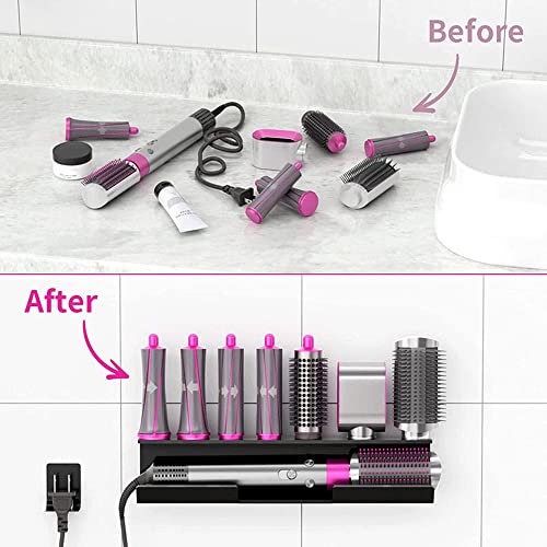 Lumclaw Wall Mount Holder for Dyson Airwrap Styler Hair Curling Iron Wand Barrels and Brushes Storage Stand Rack with Cord Organizer Acrylic - Image 3