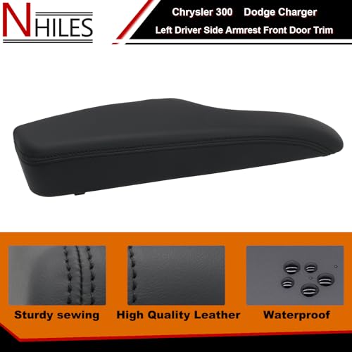 NHILES Left Driver Side Armrest Front Door Trim Compatible with Chrysler 300 Dodge Charger 2011-2023 Replaces# 1WK37DX9AB - Image 4