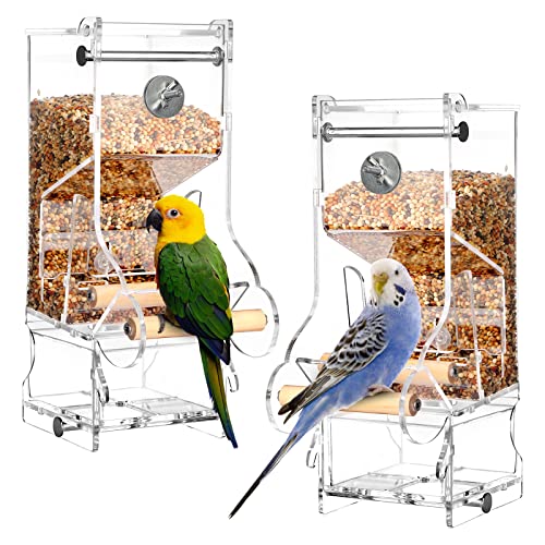 Hosukko 2PCS No Mess Bird Feeder, Transparent Acrylic, Reducing Waste, Suitable for Small Birds - Image 1