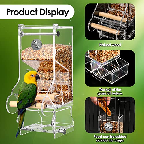Hosukko 2PCS No Mess Bird Feeder, Transparent Acrylic, Reducing Waste, Suitable for Small Birds - Image 2