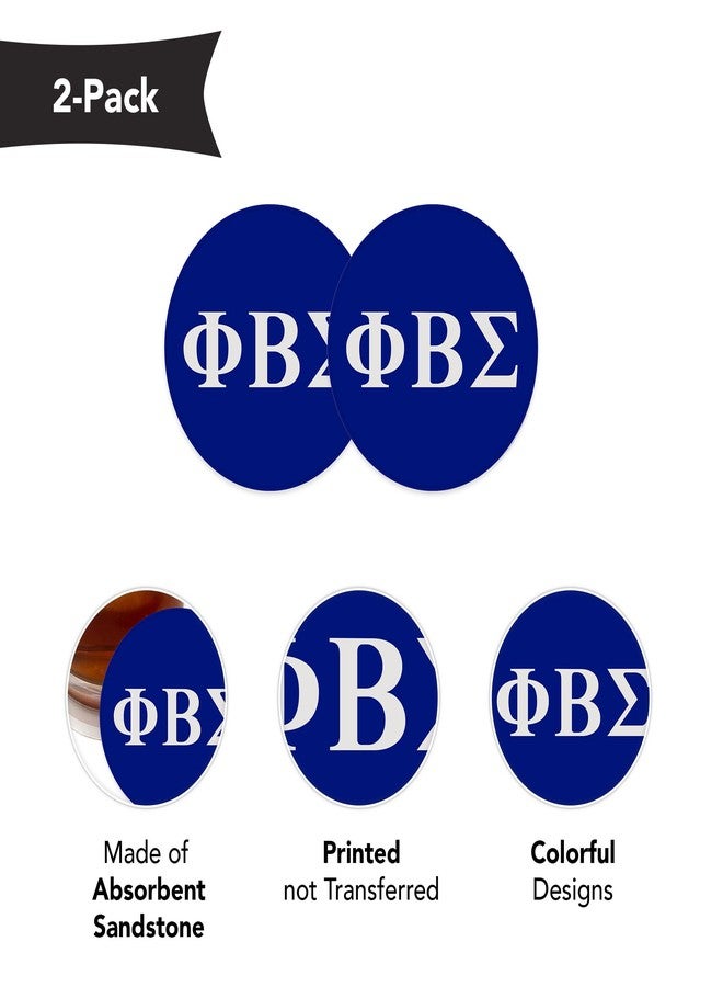 Desert Cactus Phi Beta Sigma Car Accessories Absorbent Sandstone Cup Coasters Licensed Product Set of 2 (Design A) - Image 2