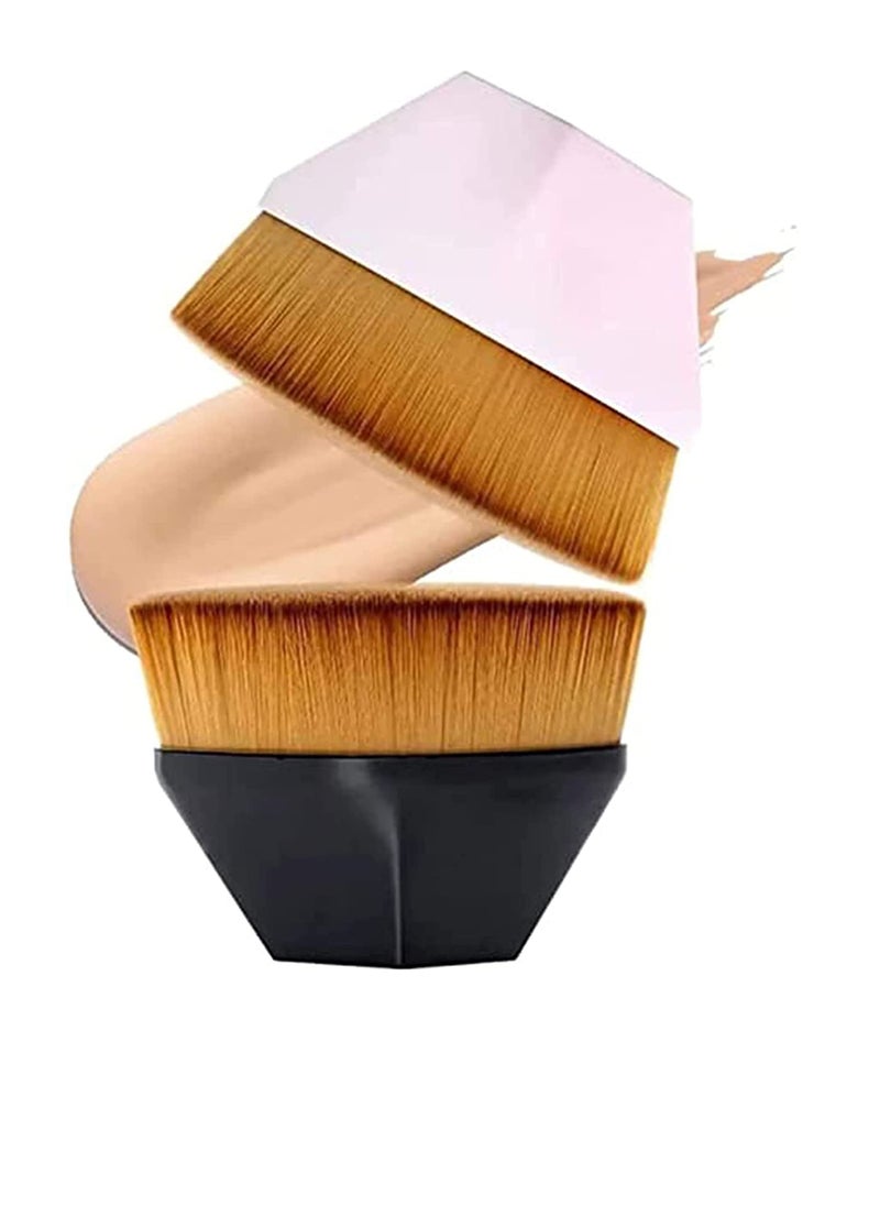Excefore - Makeup Brushes 2 Pcs, High Density Seamless Foundation Brush, Flawless Wand Foundation Brush, BB Cream Makeup Brushes Loose Powder (Combination) - Image 1