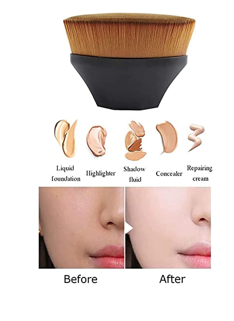 Excefore - Makeup Brushes 2 Pcs, High Density Seamless Foundation Brush, Flawless Wand Foundation Brush, BB Cream Makeup Brushes Loose Powder (Combination) - Image 1