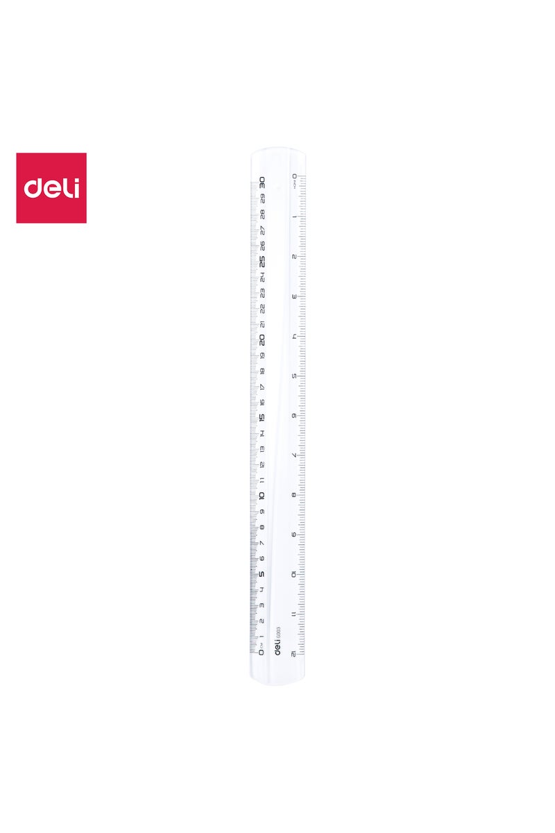 Deli مسطرة دلي EG00312 30 سم (12 بوصة) شفافة مثالية للقياس والرسم - Image 1