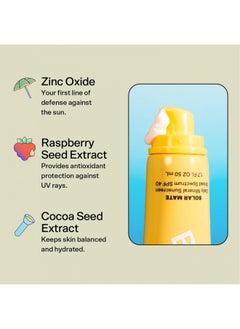 Bubble Skincare Solar Mate Mineral Face Sunscreen Broad Spectrum SPF 40 - Zinc Oxide Sunscreen with Blue Light Protection & Ginseng Extract - Sheer, Lightweight Coverage With No White Cast (50ml)  - Image 3