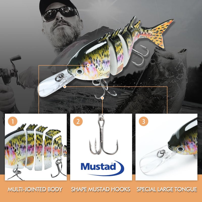 TRUSCEND Easy Catch Swimmax, Magic Noisy Turbulent Wiggling and Vibrating Actions for More Bites, Segmented Swimbait Jointed by Dyneema Strongest Fiber, Lifelike Fishing Lures for Relax Family Fishing - Image 3