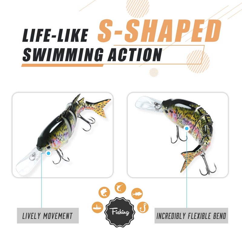TRUSCEND Easy Catch Swimmax, Magic Noisy Turbulent Wiggling and Vibrating Actions for More Bites, Segmented Swimbait Jointed by Dyneema Strongest Fiber, Lifelike Fishing Lures for Relax Family Fishing - Image 4