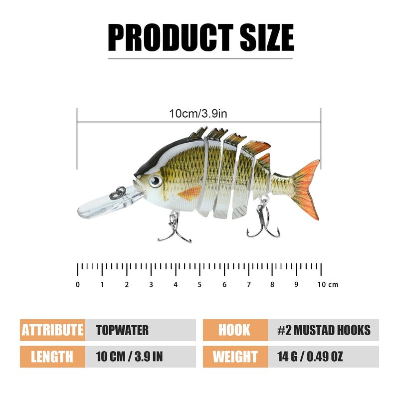 TRUSCEND Easy Catch Swimmax, Magic Noisy Turbulent Wiggling and Vibrating Actions for More Bites, Segmented Swimbait Jointed by Dyneema Strongest Fiber, Lifelike Fishing Lures for Relax Family Fishing - Image 2